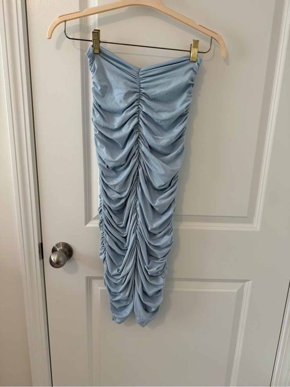 Susana Monaco Ruched Powder Blue Midi Dress